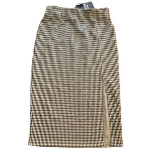 Women’s Pull On Pencil Midi Skirt Gingham Slit Ookie & Lala size small New